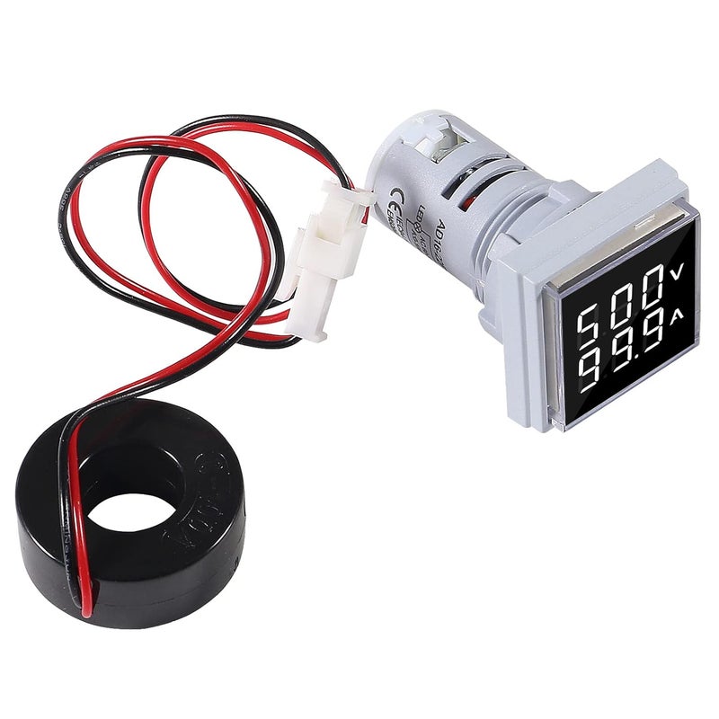 AiTrip 2Pack LED Display Voltmeter, Square Dual Display Voltmeter and Ammeter LED Digital Voltage Gauge AC 60-500V 0-100A Current Meter Indicator - Image 4